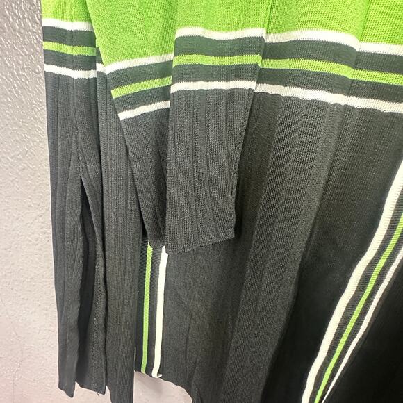 Exclusively Misook Cardigan Medium Green Black Long Sleeve Open Front Jacket - Picture 4 of 5